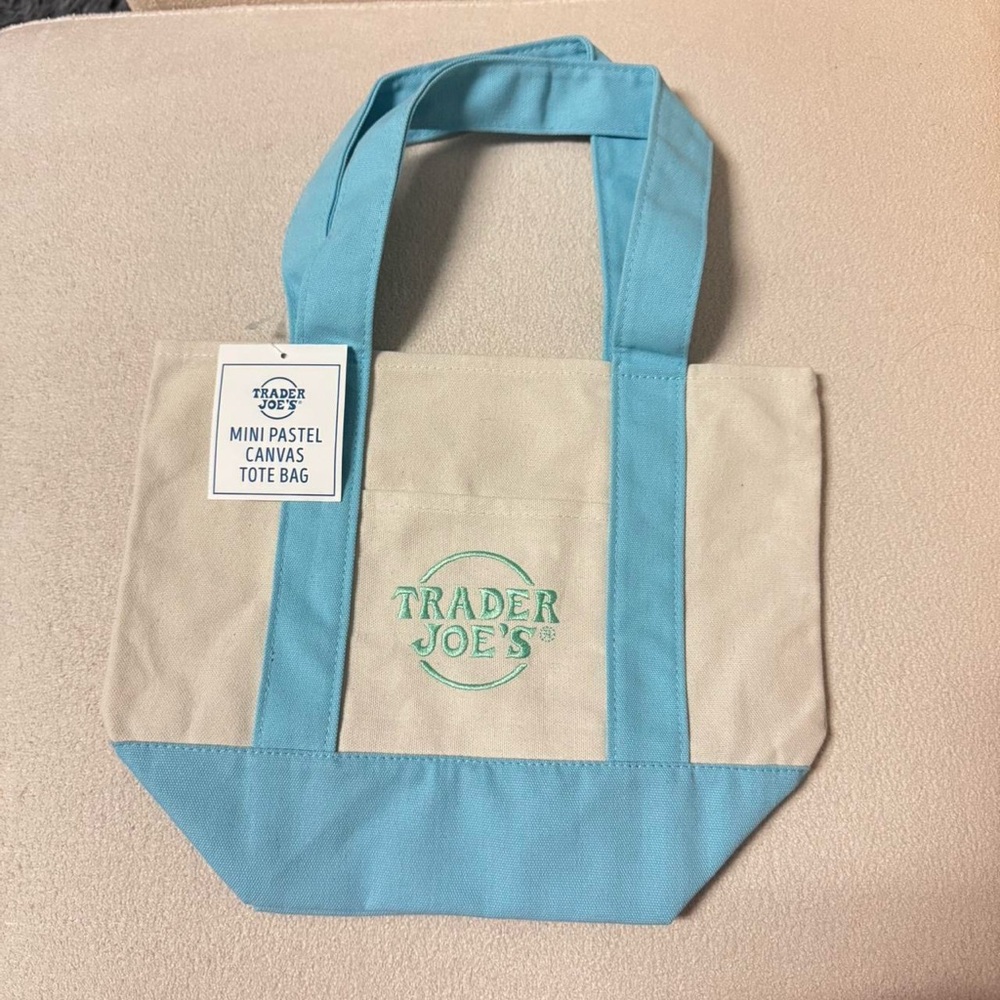Trader Joes Mini Pastel Canvas Tote Bag